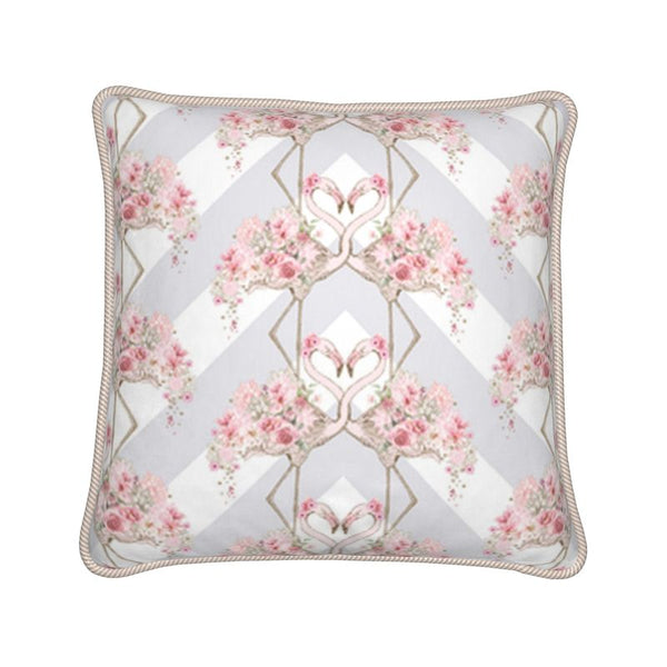 Entwined Flamingo Silk Cushion