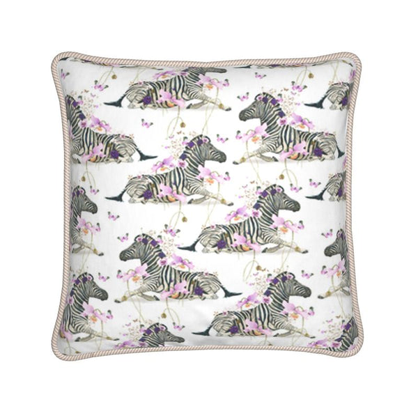 Floral Zebras Silk Cushion