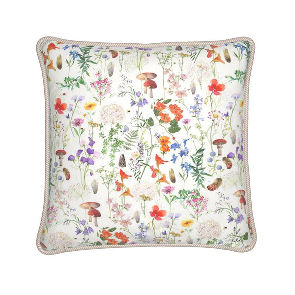 Wild Walk Silk Cushion - Cotton White