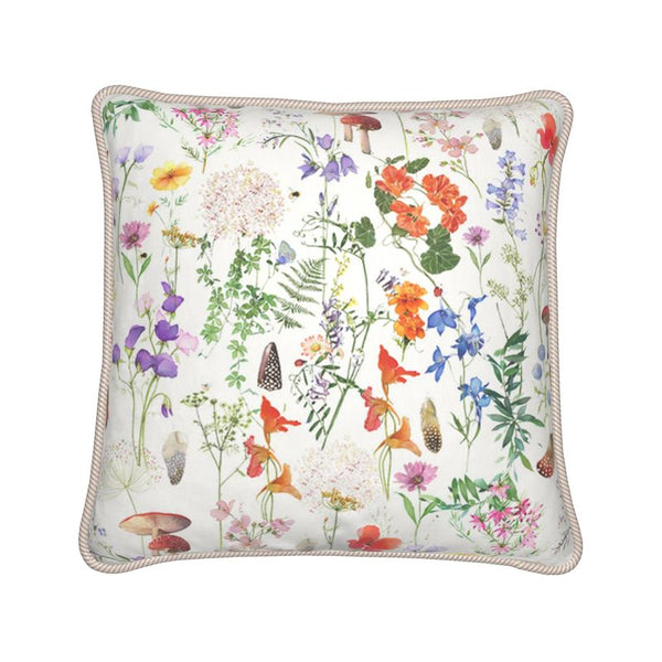 Wild Walk Silk Cushion - Cotton White