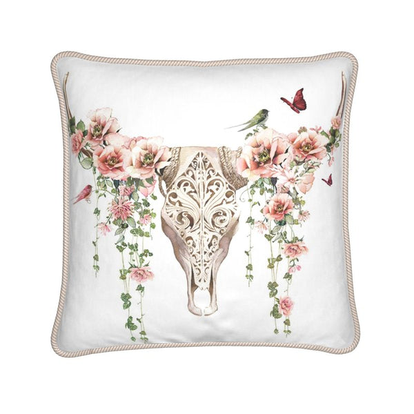 Floral Skull Silk Cushion