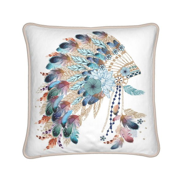 Native American Headdress Silk Cushion