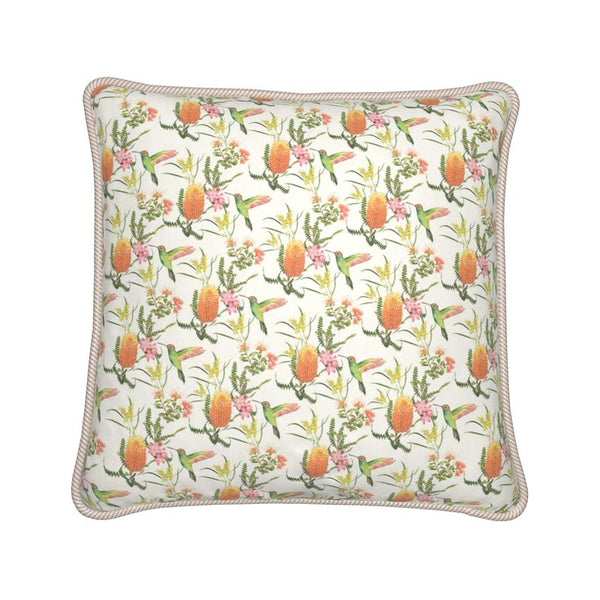 Australian Floral Silk Cushion - Peachy Pink