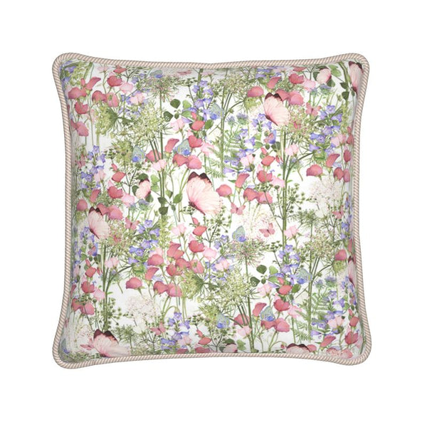 Pink Butterfly Floral Silk Cushion