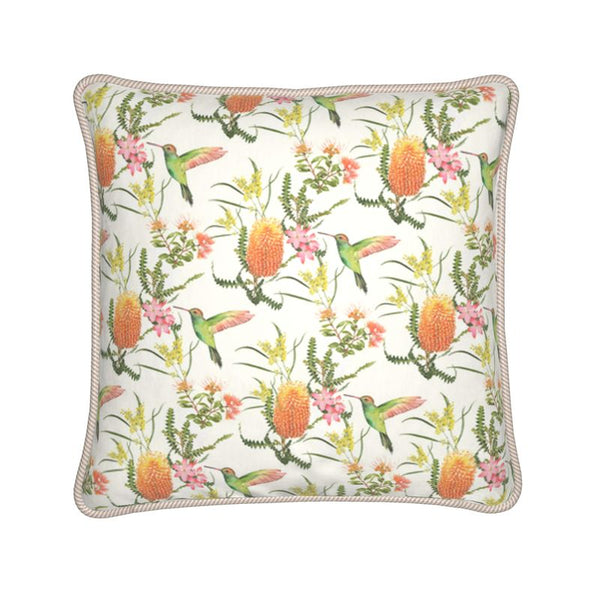 Australian Floral Silk Cushion - Creamy