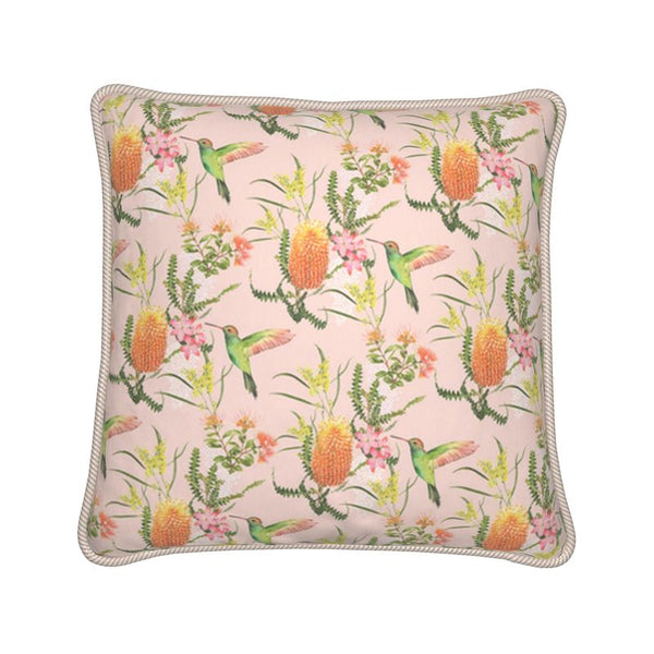 Australian Floral Silk Cushion - Creamy