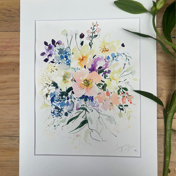 Summer Thornton Original Watercolour & Ink Artwork 'Delicate Spray'