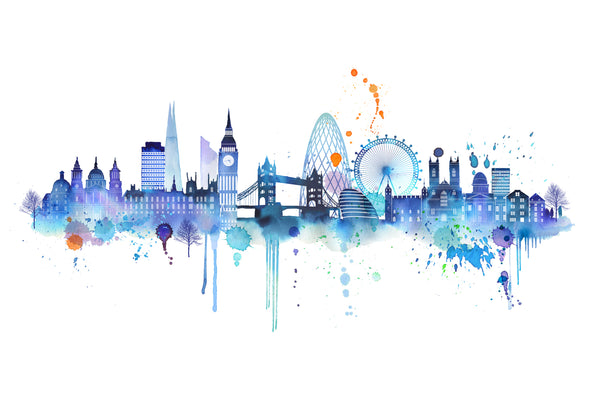 Blue London Skyline Print - Limited Edition