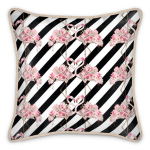 Entwined Flamingo Silk Cushion