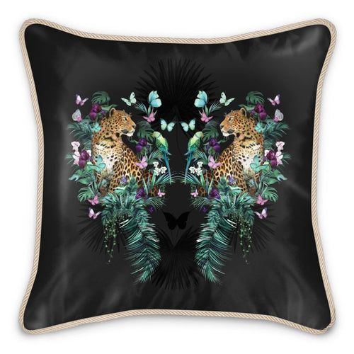 Twin Leopards Silk Cushion