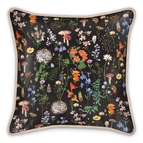 Wild Walk Silk Cushion - Dusky Black