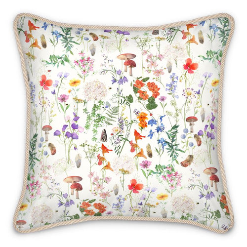 Wild Walk Silk Cushion - Cotton White