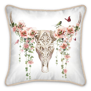 Floral Skull Silk Cushion