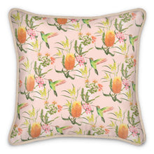 Load image into Gallery viewer, Australian Floral Silk Cushion - Peachy Pink