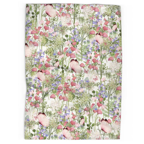 Pink Butterfly Floral Tea Towel