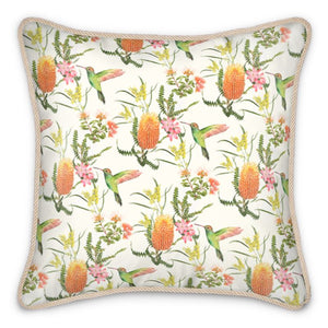 Australian Floral Silk Cushion - Creamy