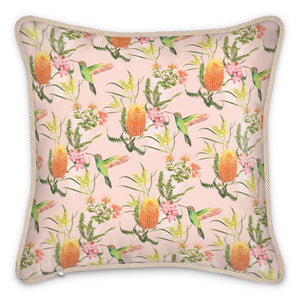 Australian Floral Silk Cushion - Creamy