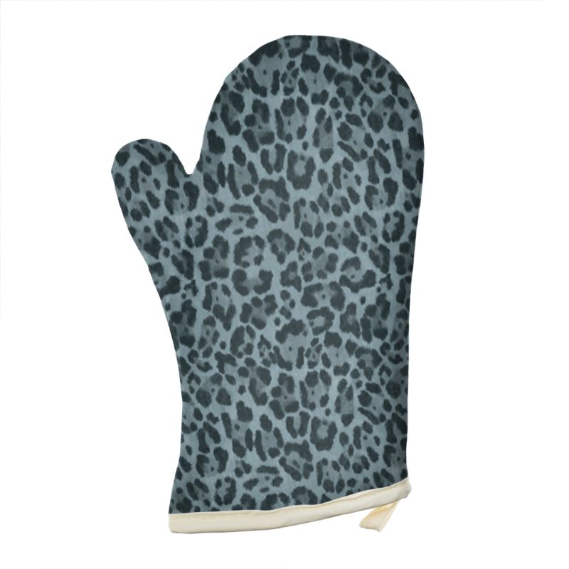Petrol Blue Leopard Print Oven Glove