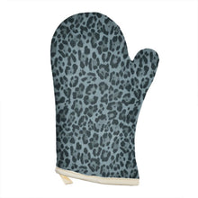 Load image into Gallery viewer, Petrol Blue Leopard Print Oven Glove