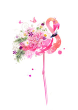 Load image into Gallery viewer, Floral Flamingo Print